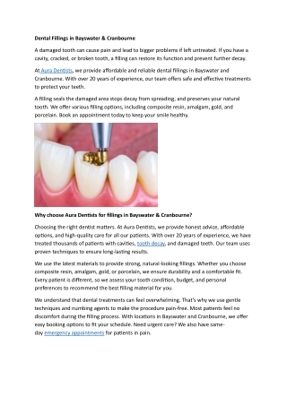 Dental Fillings in Bayswater & Cranbourne | Aura Dentists Cranbourne