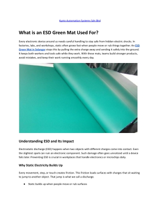What is an ESD Green Mat Used For