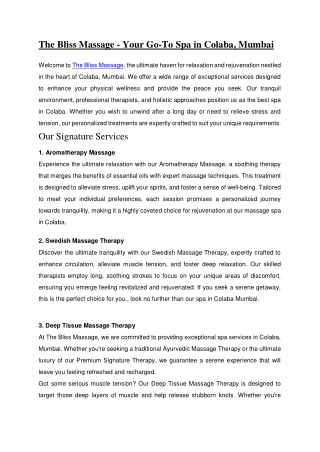 The Bliss Massage