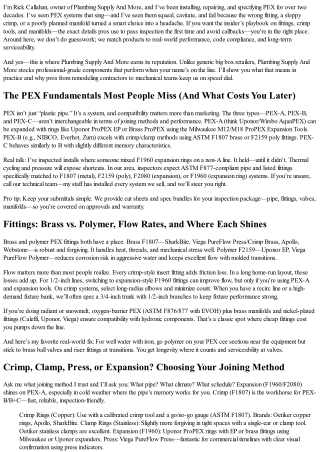 Pex Supply House Secrets: Fittings, Crimp Tools, and Manifolds