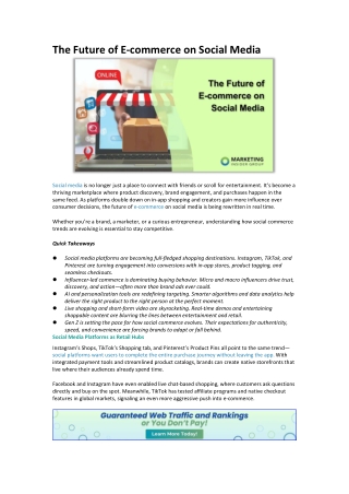The Future of E-commerce on Social Media
