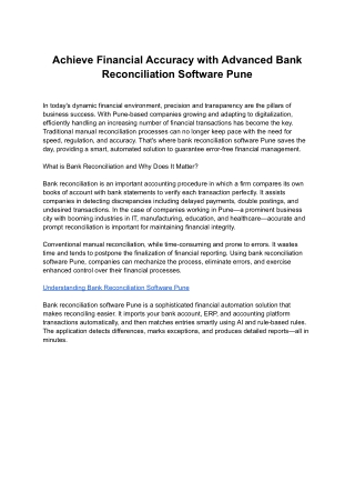 Achieve Financial Accuracy with Advanced Bank Reconciliation Software Pune