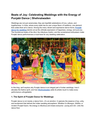 Beats of Joy Celebrating Weddings with the Energy of Punjabi Dance  Shehnaiwaden