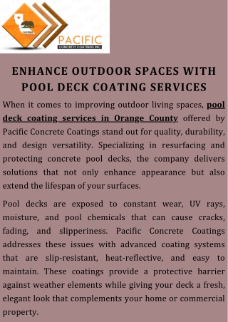 Enhance Outdoor Spaces with Pool Deck Coating Services