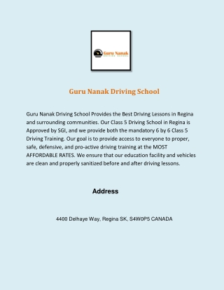 Master the Road Safely with Regina’s Most Reliable Driving School
