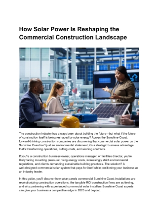 How Solar Power Is Reshaping the Commercial Construction Landscape?
