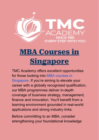 MBA Courses in Singapore: Advance Your Business Career with TMC Academy