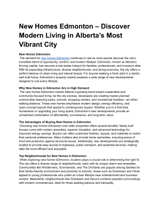 New homes Edmonton