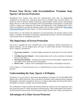 Protect Your Device with Screenshield.us Premium Sony Xperia 1 iii Screen Protectors