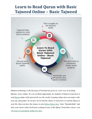 Learn to Read Quran with Basic Tajweed Online