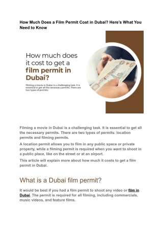 How Much Does a Film Permit Cost in Dubai