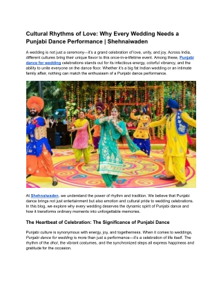 Cultural Rhythms of Love Why Every Wedding Needs a Punjabi Dance Performance  Shehnaiwaden