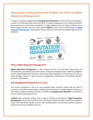 TinyBull Managing Brand Reputation with Proven Strategies