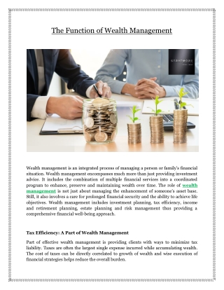 The Function of Wealth Management