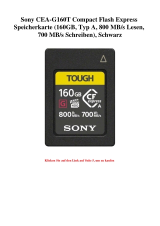 6243 Sony CEA-G160T Compact Flash Express Speicherkarte  160GB  Typ A  800 MB s Lesen  700 MB s Schreibe