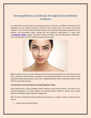 Elevating Wellness and Beauty Through Advanced Medical Aesthetics