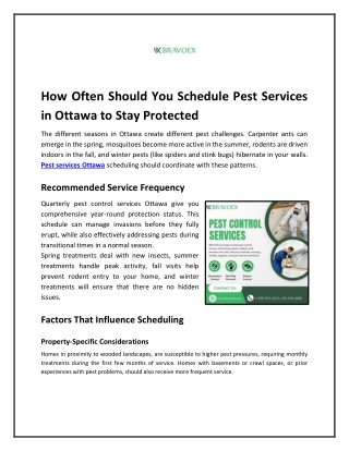 How Often Should You Schedule Pest Services in Ottawa to Stay Protected