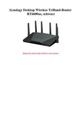 6044 Synology Desktop Wireless TriBand-Router RT6600ax  schwarz