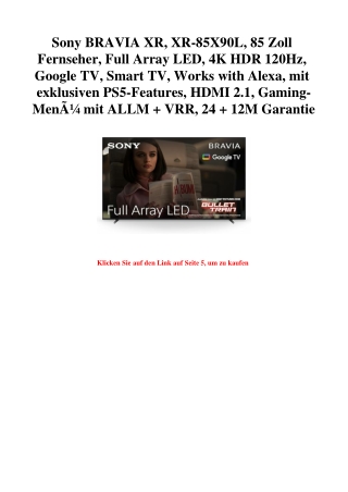2208 Sony BRAVIA XR  XR-85X90L  85 Zoll Fernseher  Full Array LED  4K HDR 120Hz  Google TV  Smart TV  Wo