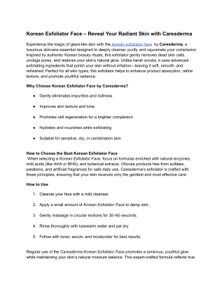 Korean Exfoliator Face – Reveal Your Radiant Skin with Caresderma