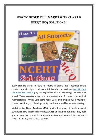 How to Score Full Marks with Class 8 NCERT MCQ Solutions
