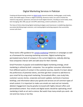 Digital Marketing Services in Pakistan