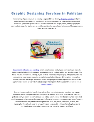 Graphic Designing Services in Pakistan