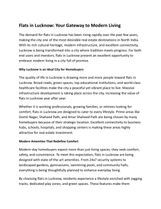 Flats in Lucknow Your Gateway to Modern Living