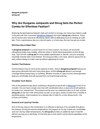 Why Are Dungaree Jumpsuits and Shrug Sets the Perfect Combo for Effortless Fashion_