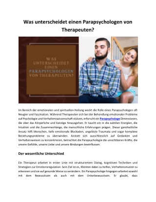 Was unterscheidet einen Parapsychologen von Therapeuten