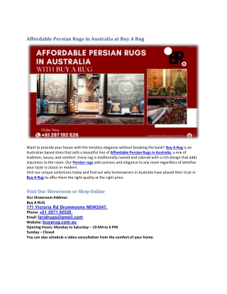 Affordable Persian Rugs in Australia at Buy A Rug