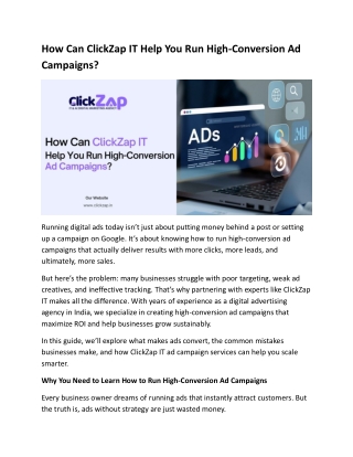 How Can ClickZap IT Help You Run High-Conversion Ad Campaigns?