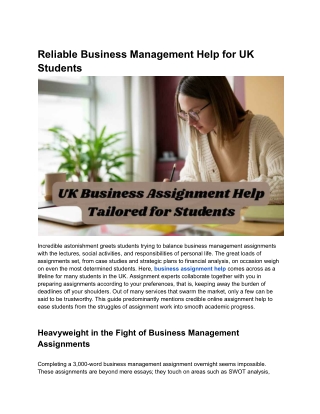 Reliable Business Management Help for UK Students