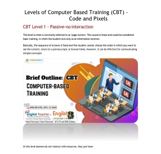 Levels of Computer Based Training CBT Code and Pixels