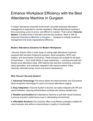 Enhance Workplace Efficiency with the Best Attendance Machine in Gurgaon