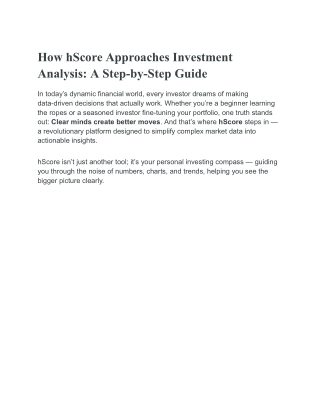 How hScore Approaches Investment Analysis: A Step-by-Step Guide