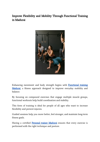 Improve Flexibility and Mobility Through Functional Training in Madurai