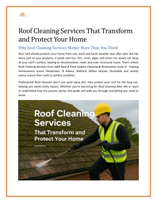 Roof Cleaning Services That Transform and Protect Your Home