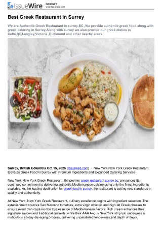 Best Greek Restaurant in Surrey, BC | Authentic Cuisine