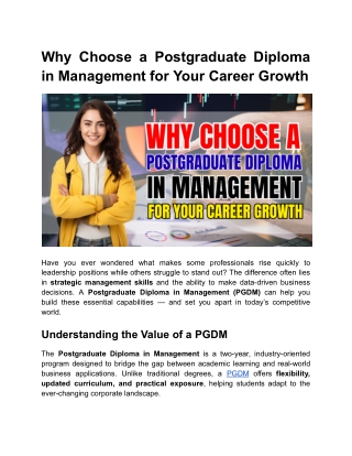 Why Choose a Postgraduate Diploma in Management for Your Career Growth