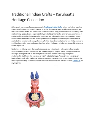 Traditional Indian Crafts – Karuhaat’s Heritage Collection