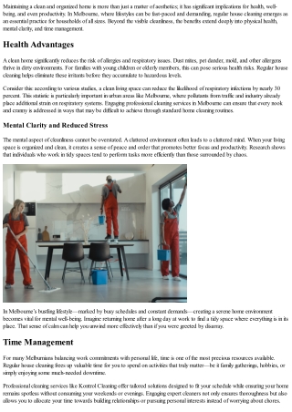 The Benefits of Regular House Cleaning in Melbourne