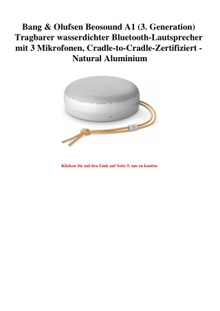 4641 Bang   Olufsen Beosound A1  3. Generation  Tragbarer wasserdichter Bluetooth-Lautsprecher mit 3 Mik