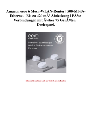 1669 Amazon eero 6 Mesh-WLAN-Router   500-Mbit s-Ethernet   Bis zu 420 mÃ‚Â² Abdeckung   FÃƒÂ¼r Verbindu