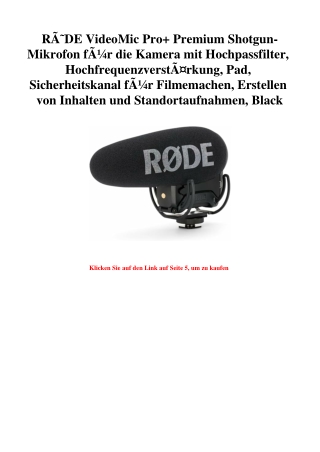2837 RÃƒÂ˜DE VideoMic Pro  Premium Shotgun-Mikrofon fÃƒÂ¼r die Kamera mit Hochpassfilter  Hochfrequenzve