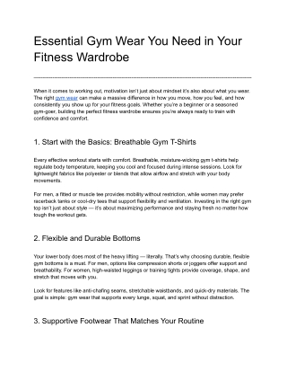 Essential Gym Wear You Need in Your Fitness Wardrobe