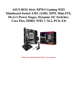 3659 ASUS ROG Strix X870-I Gaming WiFi Mainboard Sockel AM5  AMD  X870  Mini-ITX  10 2 1 Power Stages  D