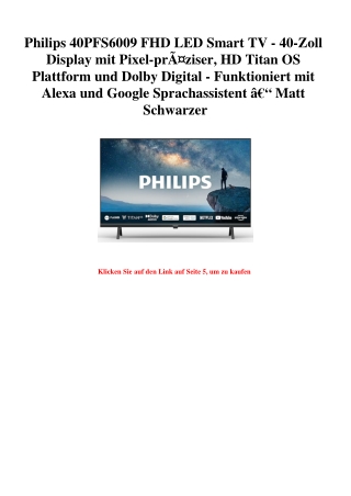 4496 Philips 40PFS6009 FHD LED Smart TV - 40-Zoll Display mit Pixel-prÃƒÂ¤ziser  HD Titan OS Plattform u