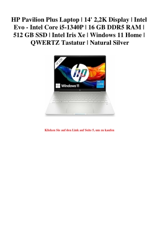5960 HP Pavilion Plus Laptop   14' 2 2K Display   Intel Evo - Intel Core i5-1340P   16 GB DDR5 RAM   512