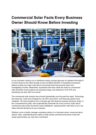 Commercial Solar Facts Every Business Owner Should Know Before Investing